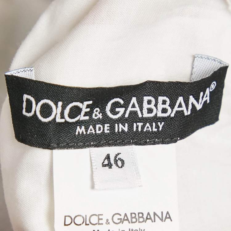 Pre Owned Dolce & Gabbana Red/Blue Carretto Print Poplin Gathered Midi Dress L