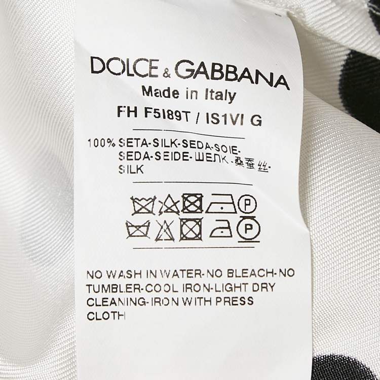 Pre Owned Dolce & Gabbana White/Black Polka Dots Print Silk Pajama Shirt XS