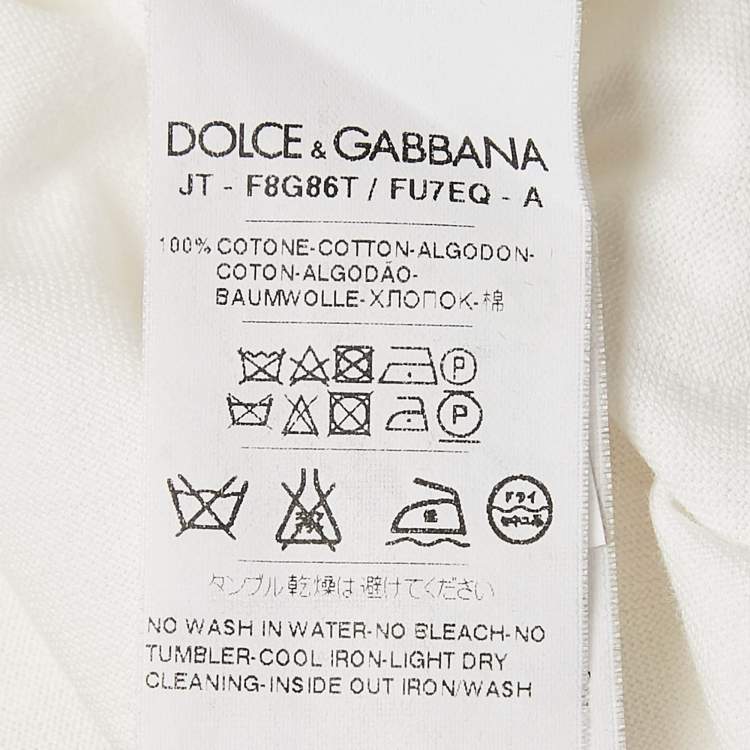 مملوكة مسبقًا Dolce & Gabbana White Cotton Lace Detail Crew Neck T-Shirt L