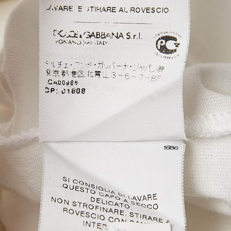 مملوكة مسبقًا Dolce & Gabbana White Cotton Lace Detail Crew Neck T-Shirt L