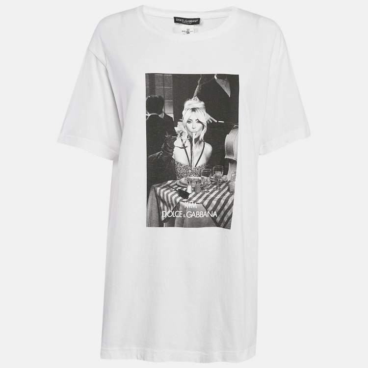مملوكة مسبقًا Dolce & Gabbana x KIM White "Ciao Kim" Cotton Crew Neck T-Shirt L