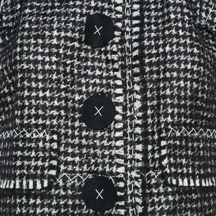 Pre Owned Dolce & Gabbana Monochrome Houndstooth Tweed Vest L