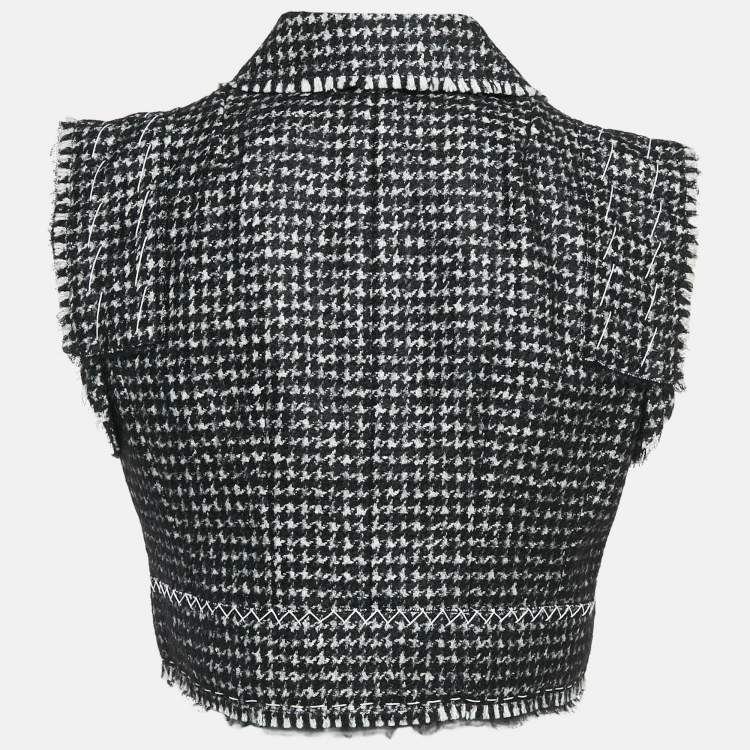 Pre Owned Dolce & Gabbana Monochrome Houndstooth Tweed Vest L