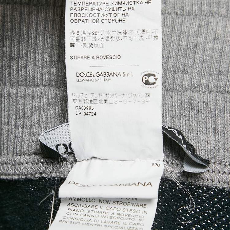 Pre Owned Dolce & Gabbana Blue Embroidered Cotton Knit Drawstring Track Pants L