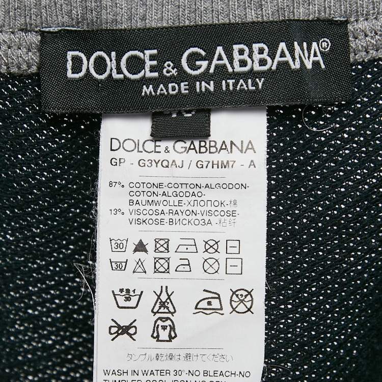 Pre Owned Dolce & Gabbana Blue Embroidered Cotton Knit Drawstring Track Pants L