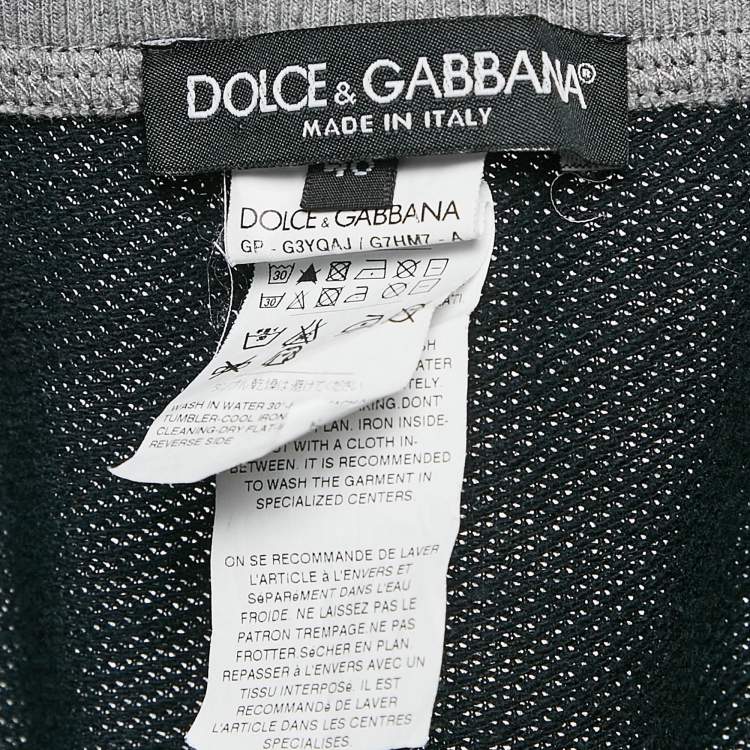 Pre Owned Dolce & Gabbana Blue Embroidered Cotton Knit Drawstring Track Pants L
