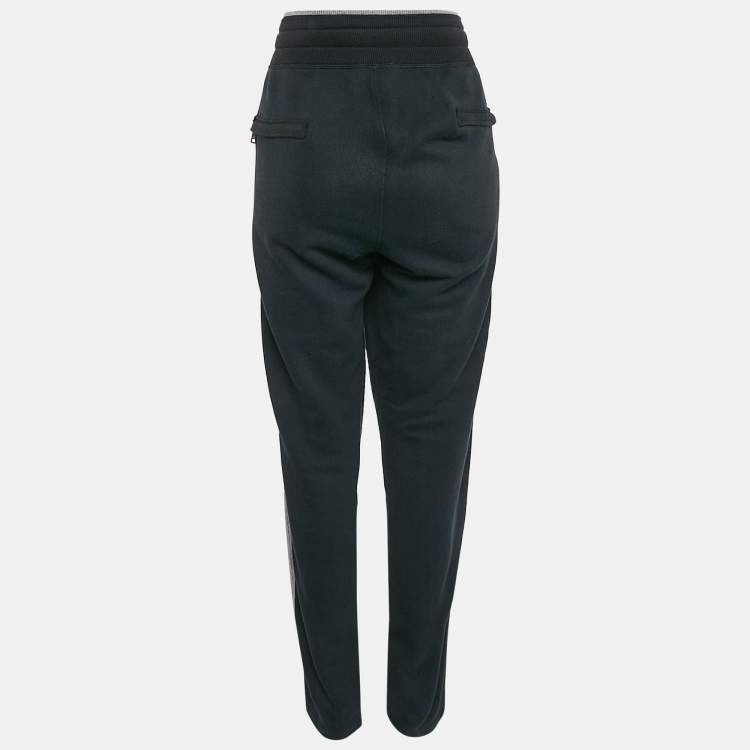 Pre Owned Dolce & Gabbana Blue Embroidered Cotton Knit Drawstring Track Pants L