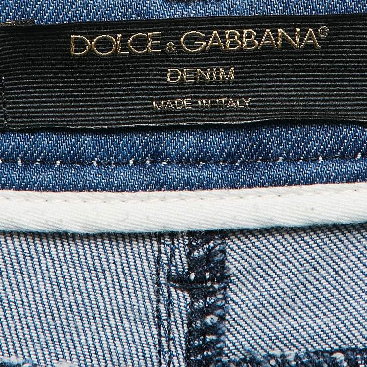 Pre Owned Dolce & Gabbana Blue Denim Raw Edge Culottes Jeans S Waist 30"