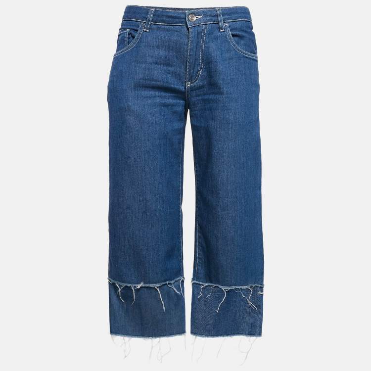 Pre Owned Dolce & Gabbana Blue Denim Raw Edge Culottes Jeans S Waist 30"