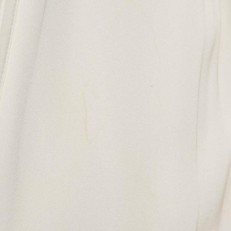 Pre Owned Dolce & Gabbana Cream Lace Trim Silk Button Front Shirt M