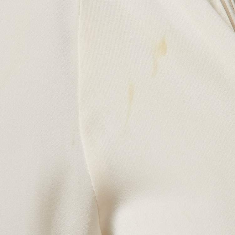 Pre Owned Dolce & Gabbana Cream Lace Trim Silk Button Front Shirt M