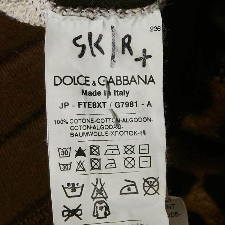 Pre Owned Dolce & Gabbana Brown Leopard Cotton Knit Joggers S