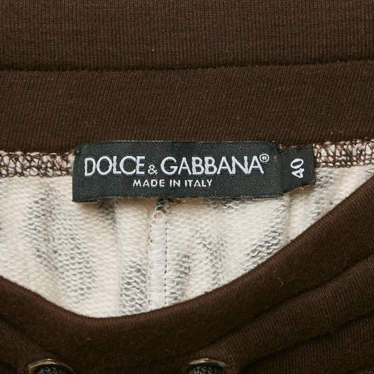Pre Owned Dolce & Gabbana Brown Leopard Cotton Knit Joggers S