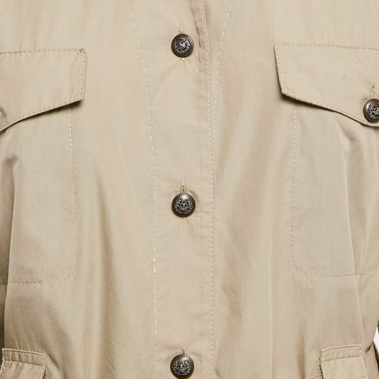 Pre Owned Dolce & Gabbana Khaki Cotton Belted Safari Coat M