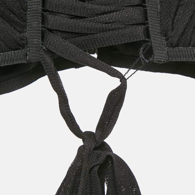 Pre Owned Dolce & Gabbana Black Tulle Lace-Up Corset Top M