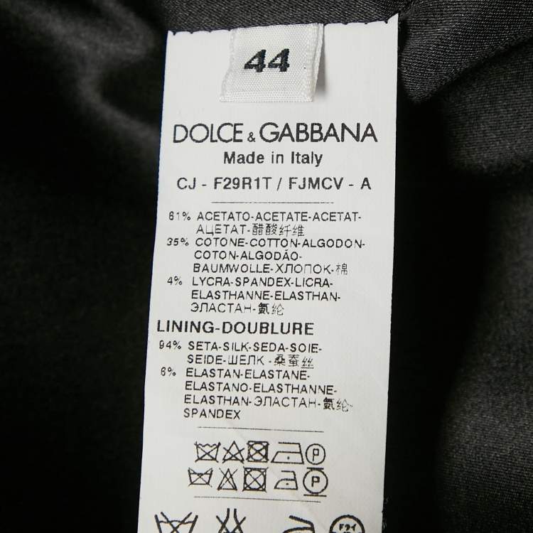 Pre Owned Dolce & Gabbana Black Floral Jacquard Velvet Trim Blazer M