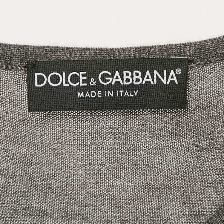 Pre Owned Dolce & Gabbana Grey Stretch Knit Short Sleeve Jumper S