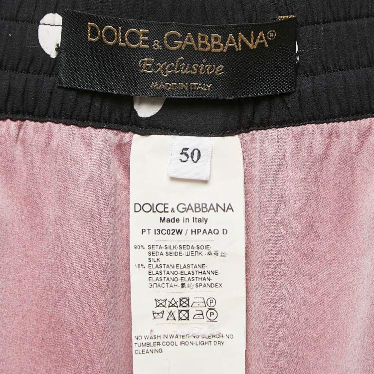 Pre Owned Dolce & Gabbana Burgundy Floral Print Silk Wide-Leg Trousers XL