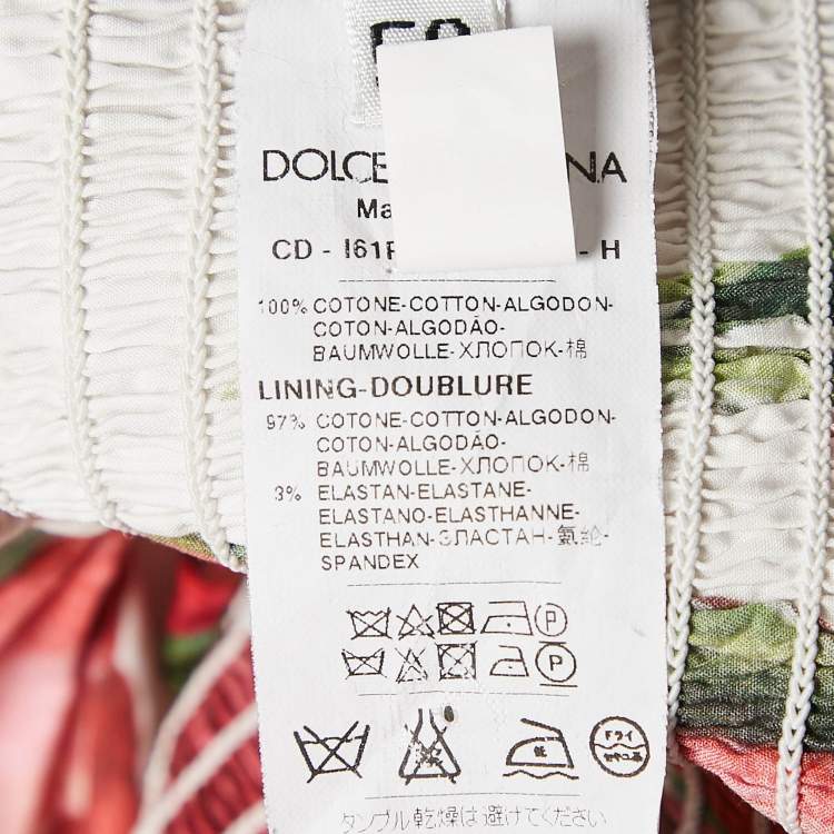 Pre Owned Dolce & Gabbana White and Red Tulip Print Cotton Halter Neck Short Dress XL
