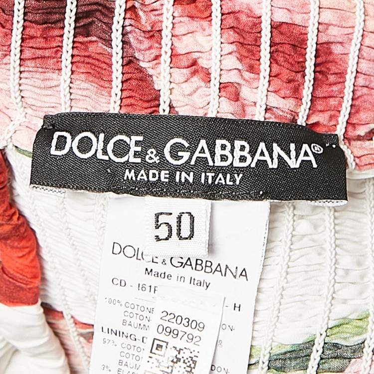Pre Owned Dolce & Gabbana White and Red Tulip Print Cotton Halter Neck Short Dress XL