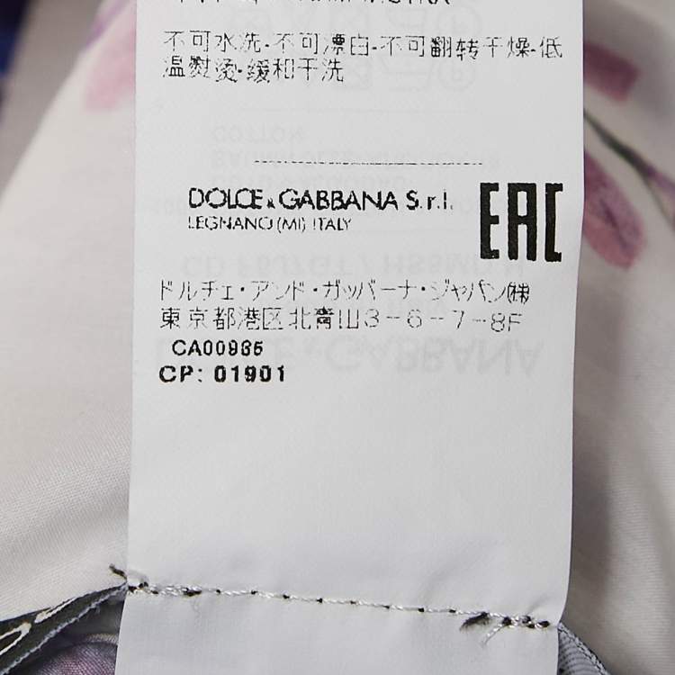 Pre Owned Dolce & Gabbana White/Lavender Floral Print Poplin Midi Dress L