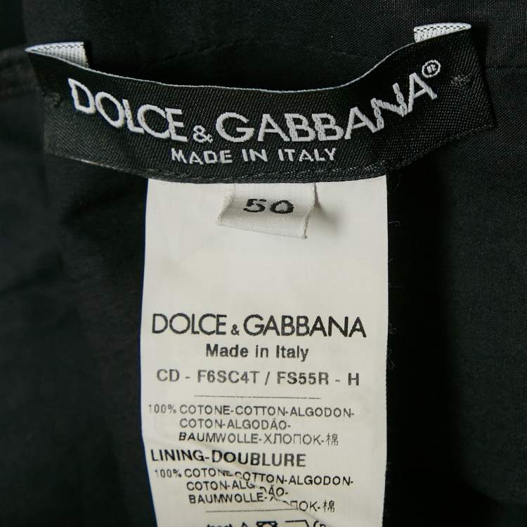 Pre Owned Dolce & Gabbana Black Rose Print Cotton Flared Midi Dress XL