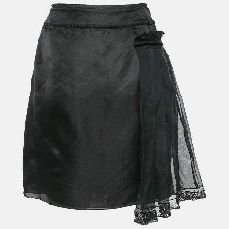 مملوكة مسبقًا Dolce & Gabbana Black Crepe Pleated Mini Skirt L
