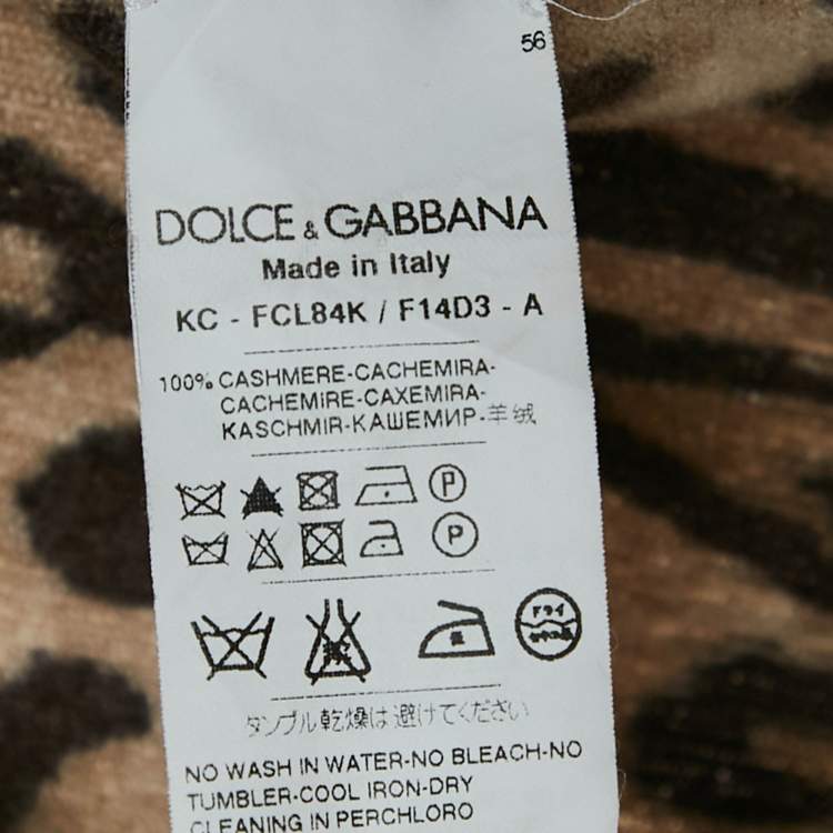 Pre Owned Dolce & Gabbana Brown Leopard Pattern cashmere Buttoned Cardigan S