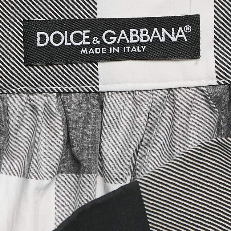 مملوكة مسبقًا Dolce & Gabbana Black/White Checked Cotton Flounce Maxi Skirt L