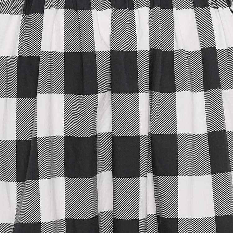 مملوكة مسبقًا Dolce & Gabbana Black/White Checked Cotton Flounce Maxi Skirt L
