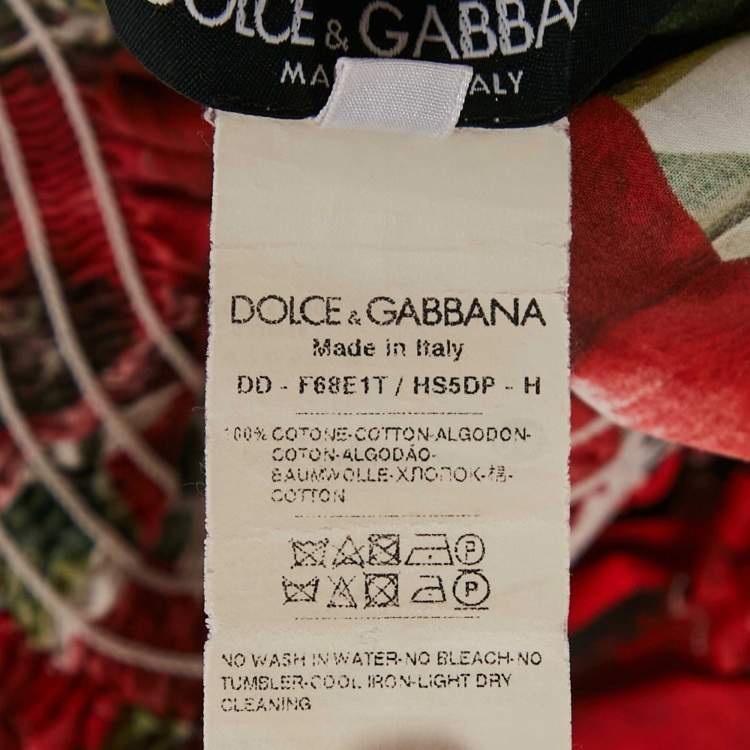 Pre Owned Dolce & Gabbana Red Floral Print Tiered Maxi Dress L