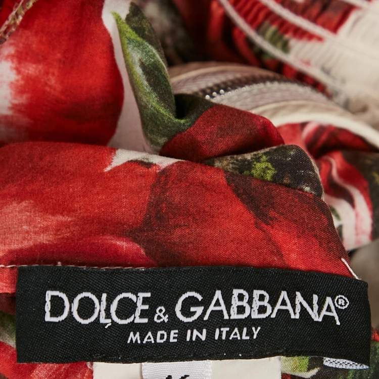 Pre Owned Dolce & Gabbana Red Floral Print Tiered Maxi Dress L