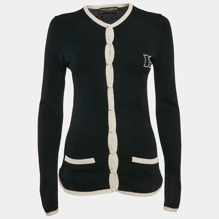 Pre Owned Dolce & Gabbana Black Wool Blend Buttoned Cardigan S