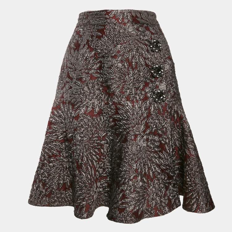 Pre Owned Dolce & Gabbana Metallic Jacquard Flared Mini Skirt M