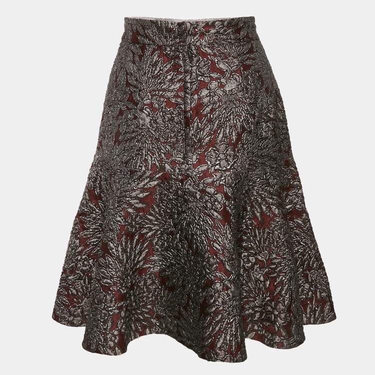Pre Owned Dolce & Gabbana Metallic Jacquard Flared Mini Skirt M
