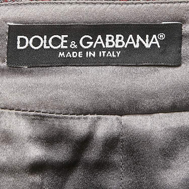 Pre Owned Dolce & Gabbana Metallic Jacquard Flared Mini Skirt M