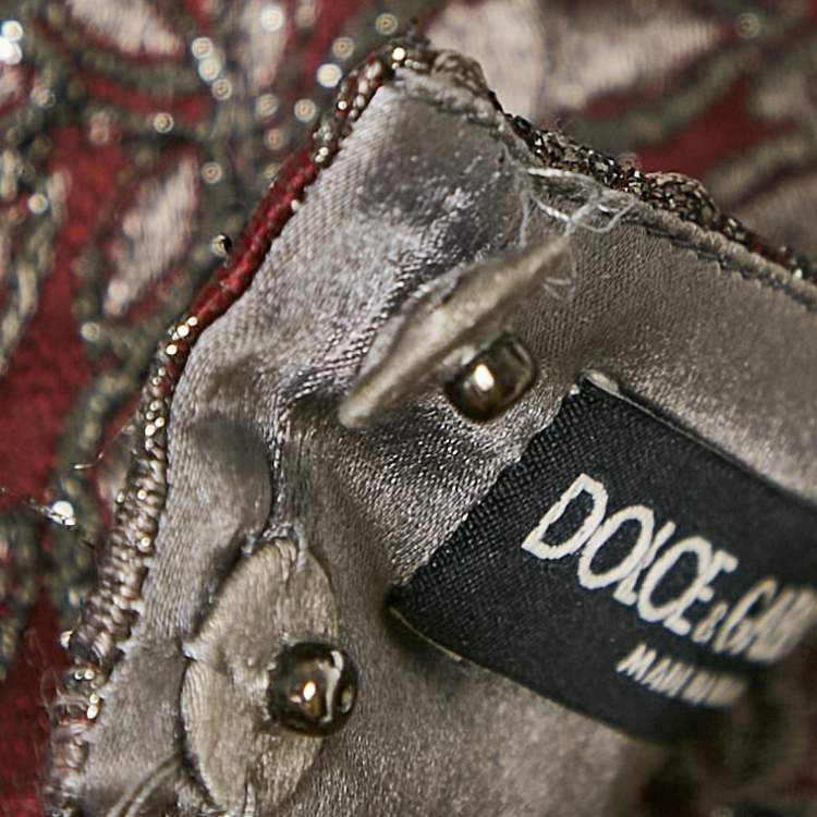 Pre Owned Dolce & Gabbana Metallic Jacquard Flared Mini Skirt M