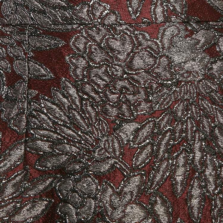 Pre Owned Dolce & Gabbana Metallic Jacquard Flared Mini Skirt M