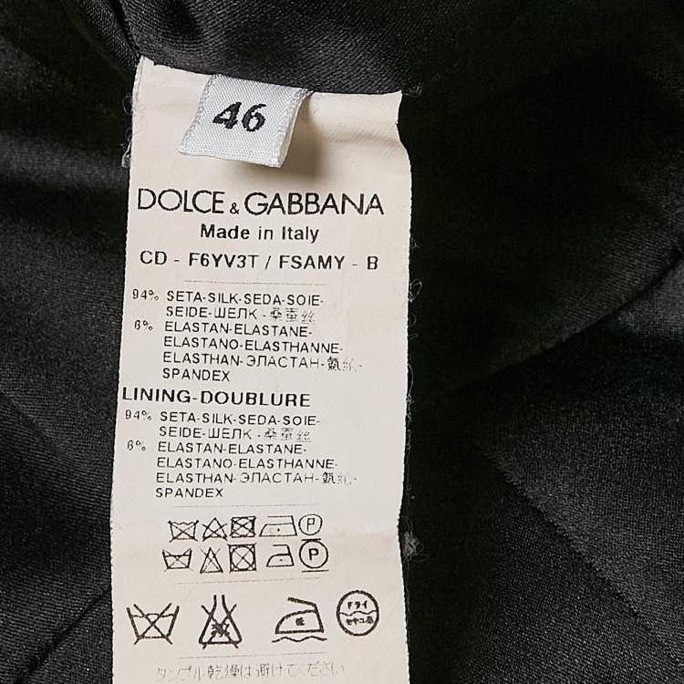Pre Owned Dolce & Gabbana Black Flowers Print Silk Ruched Midi Dress L