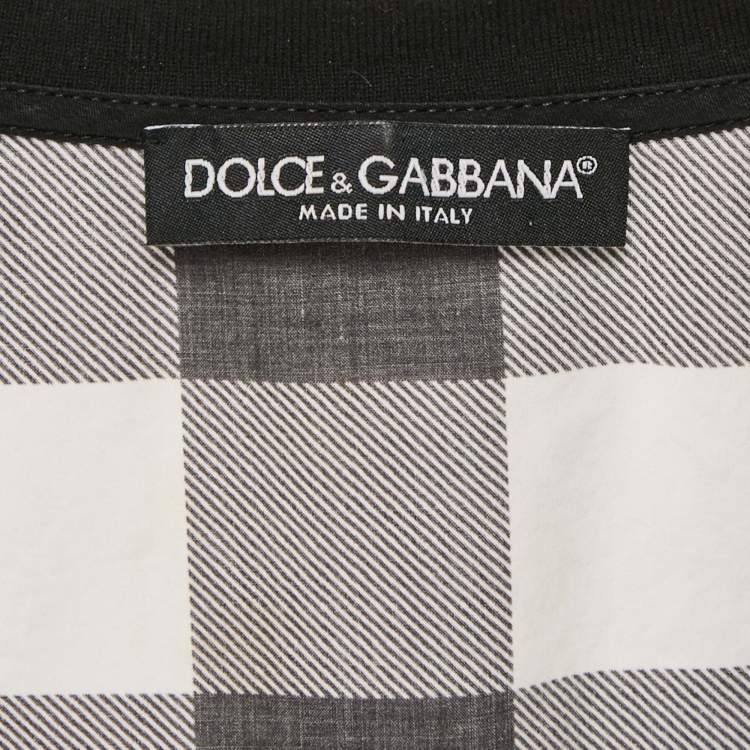Pre Owned Dolce & Gabbana Black Floral and Checked Print Cotton Sleeveless Top S