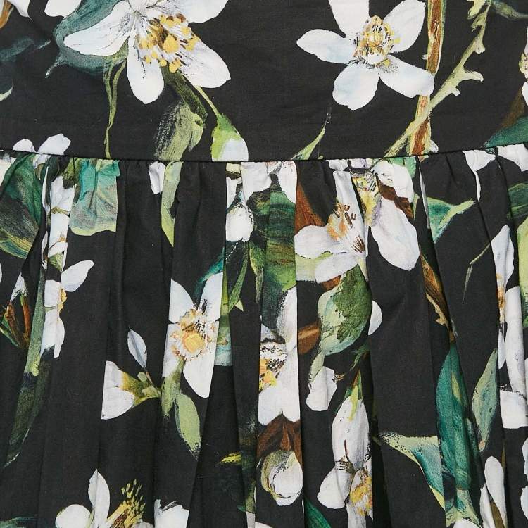 Pre Owned Dolce & Gabbana Black Flowers Print Cotton Mini Skirt M