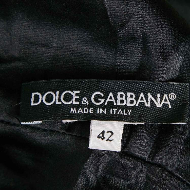 Pre Owned Dolce & Gabbana Black Floral Jacquard Button Detail Short Dress M