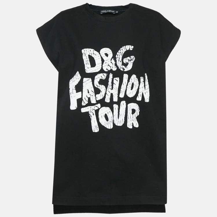 Pre Owned Dolce & Gabbana Printed Knit Side Slit Detail Oversized Top XS