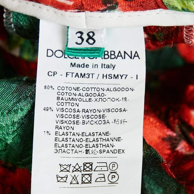 Pre Owned Dolce & Gabbana Multicolor Floral Print Jacquard Trousers S