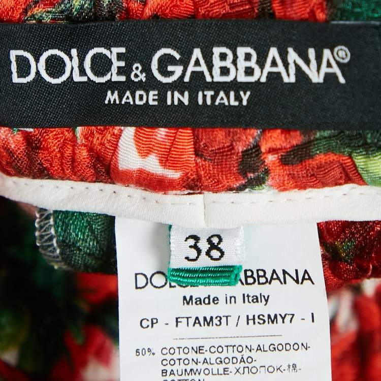 Pre Owned Dolce & Gabbana Multicolor Floral Print Jacquard Trousers S