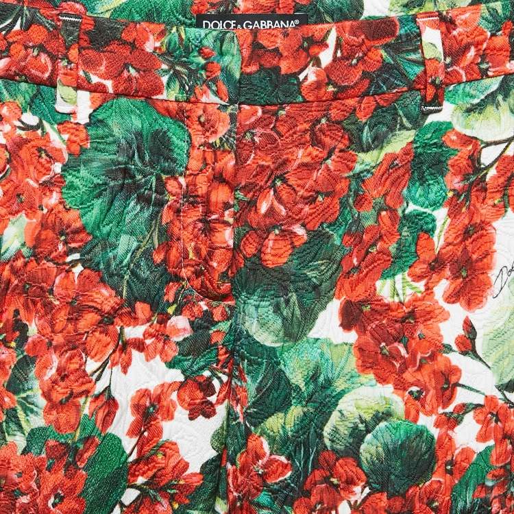 Pre Owned Dolce & Gabbana Multicolor Floral Print Jacquard Trousers S
