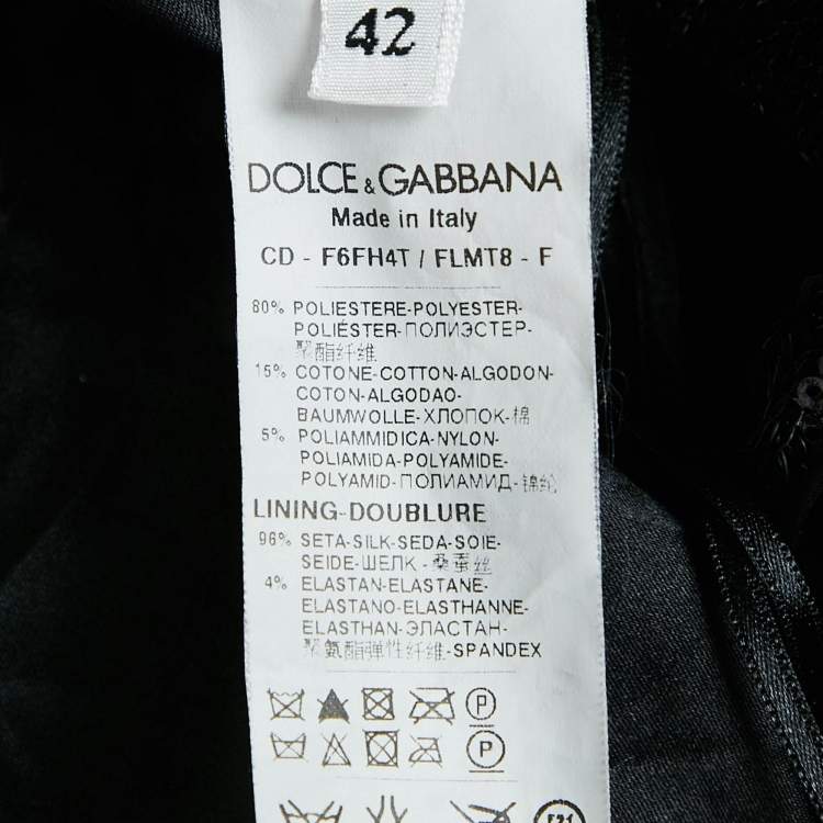 Pre Owned Dolce & Gabbana Black Sequin Lace Trimmed Sleeveless Mini Dress M