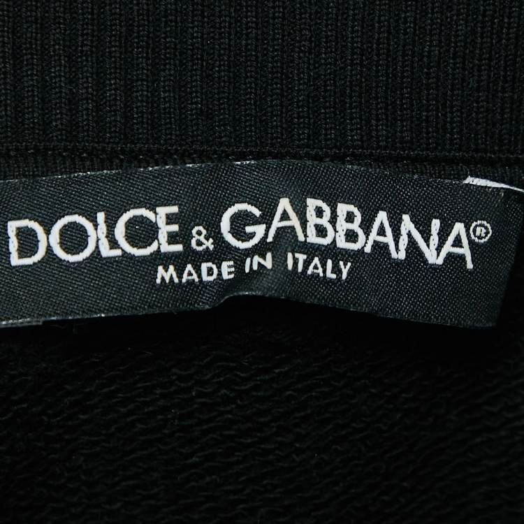 Pre Owned Dolce & Gabbana Black Heart Foil Print Hooded Sweatshirt M 