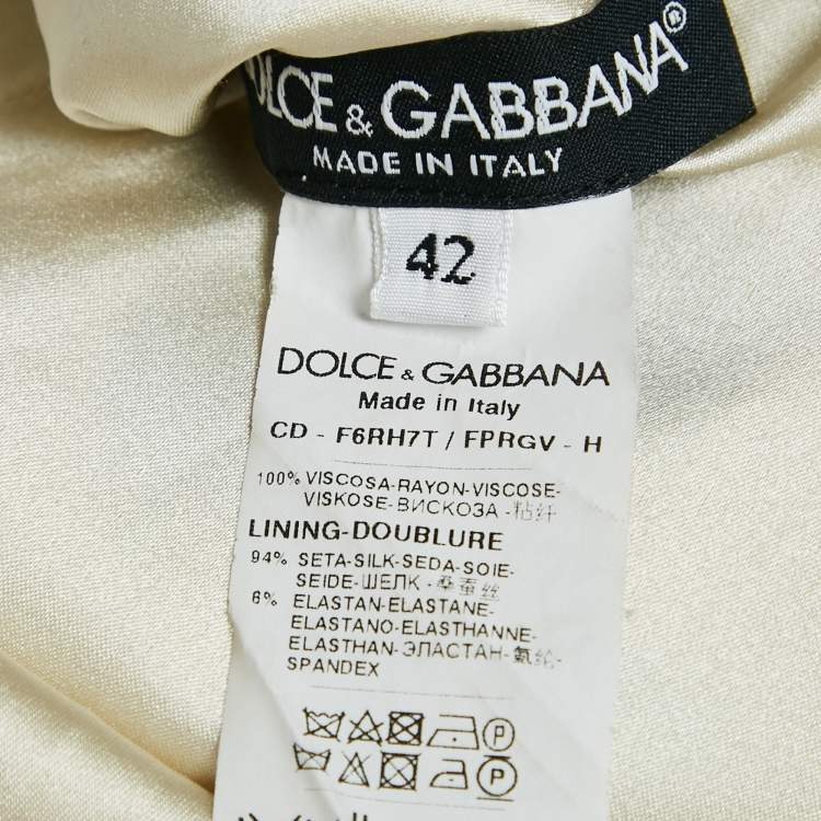 Pre Owned Dolce & Gabbana Caramel Beige Floral Print Crepe Mini Dress M
