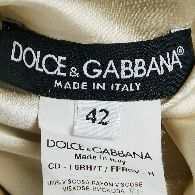 Pre Owned Dolce & Gabbana Caramel Beige Floral Print Crepe Mini Dress M
